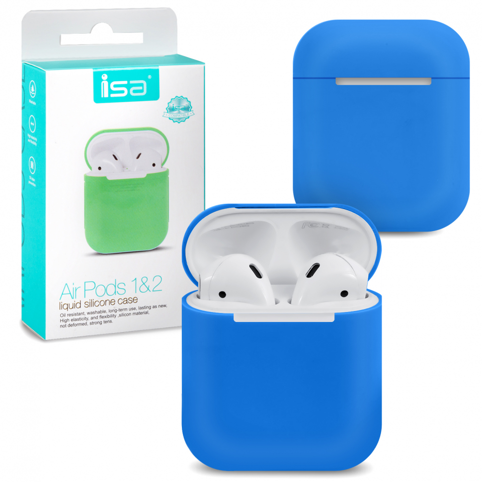 Чехол Airpods Silicon Case 1/2 ISA Blue