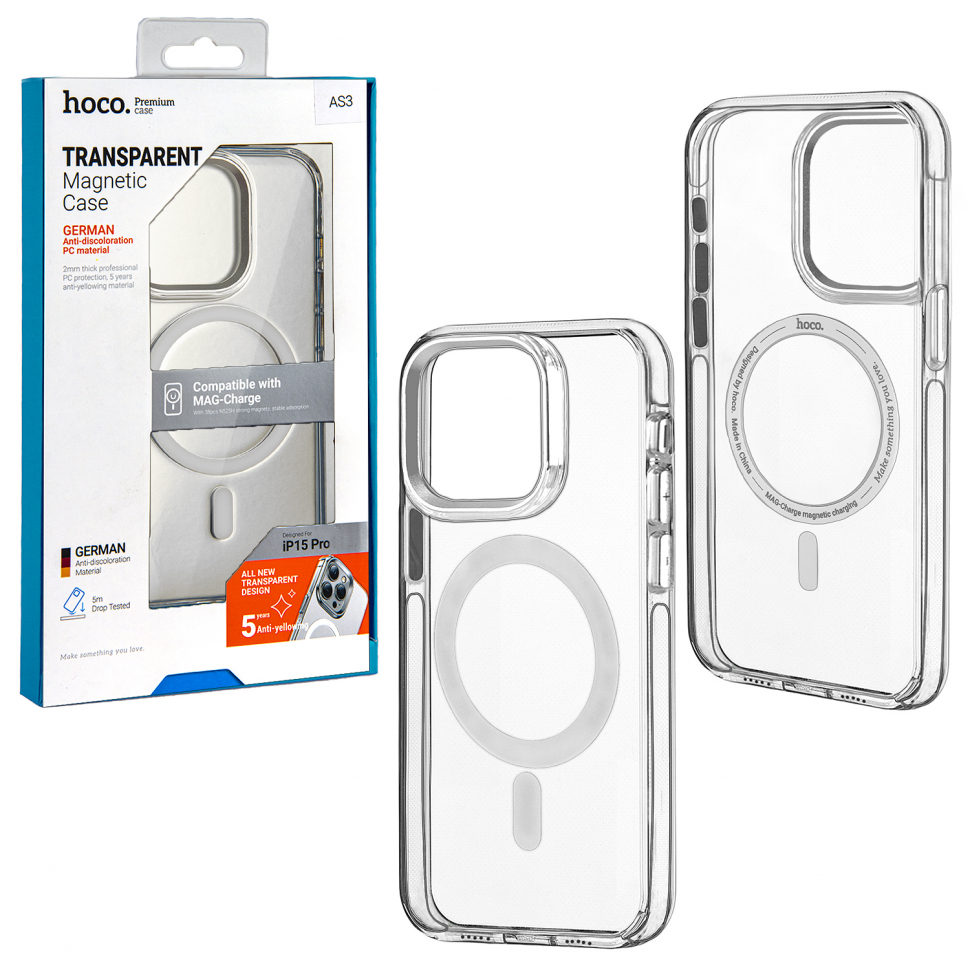 Чехол iPhone 15 Pro Hoco AS3 Amber Magnetic Case PC (Transparent)