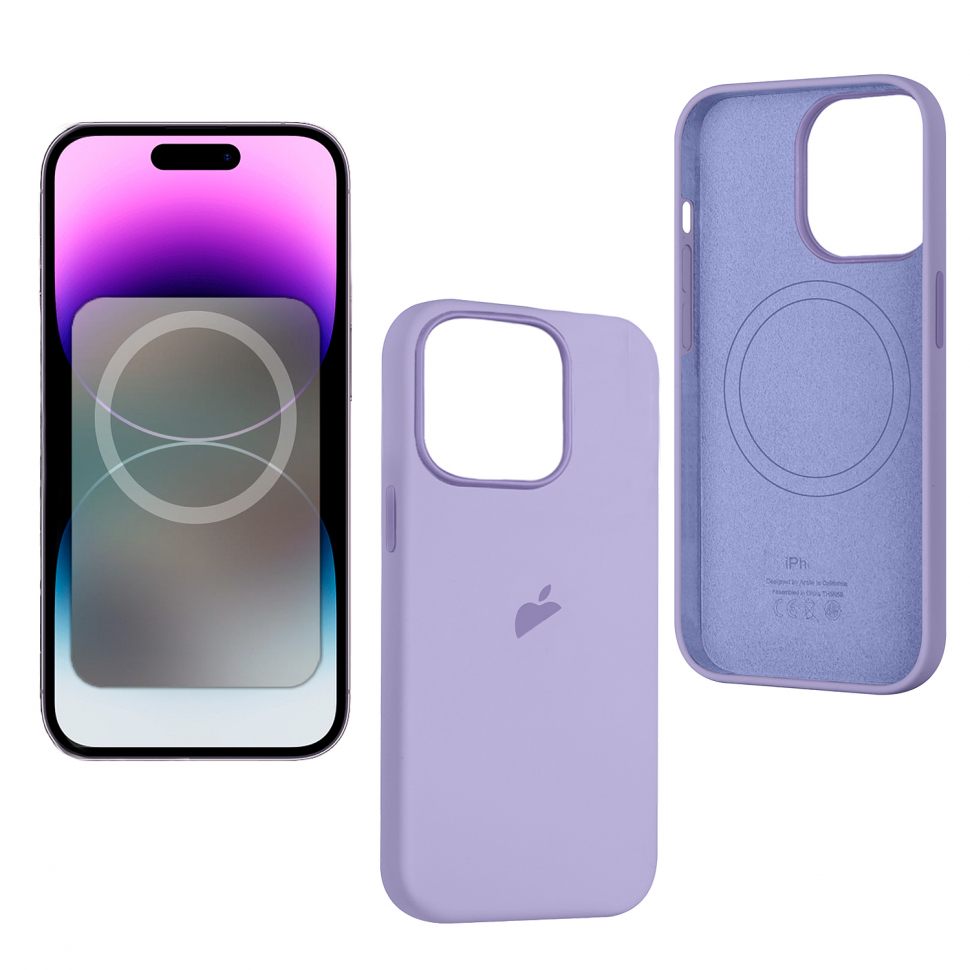 Чехол iPhone 14 Pro Silicon Case  Lilac (MagSafe + анимация NFC Clear) c LOGO