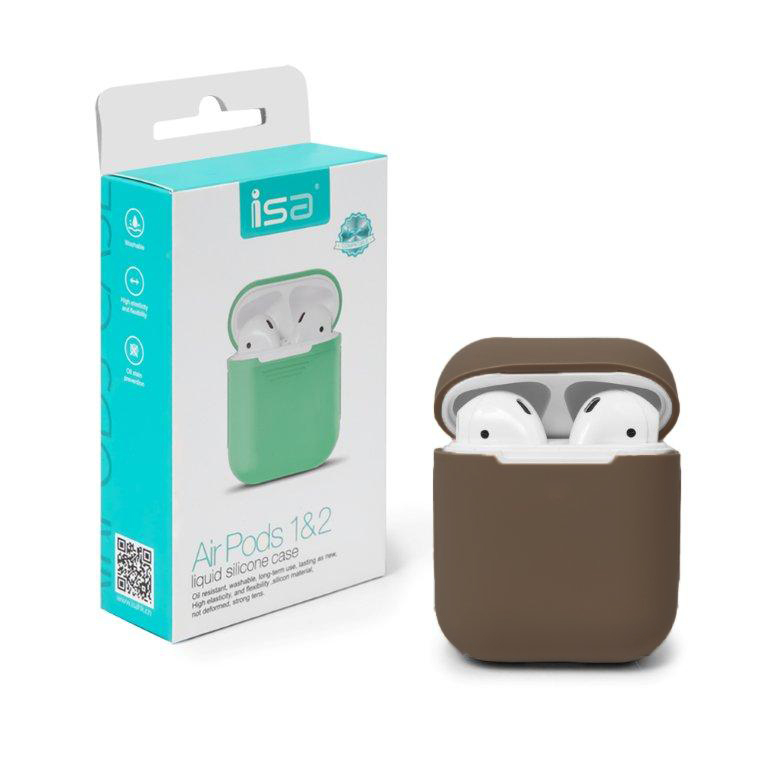 Чехол Airpods Silicon Case 1/2 ISA Brown