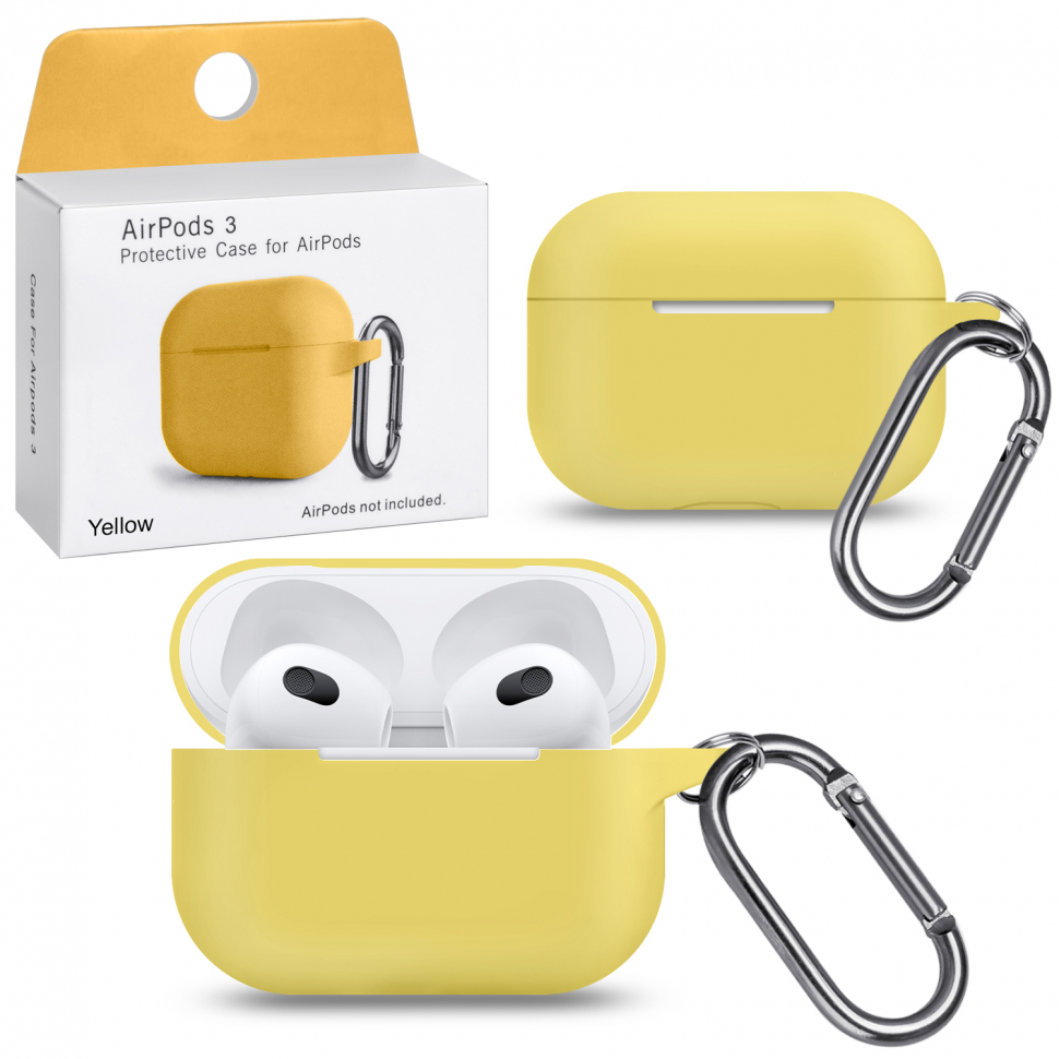 Чехол Airpods 3 Yellow с карабином #12