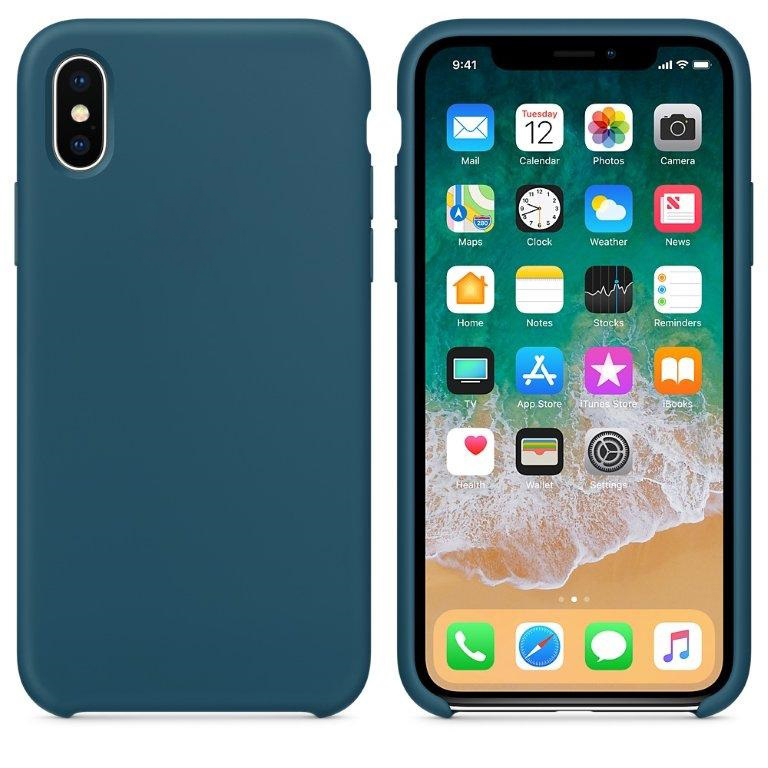 Чехол iPhone X Silicon Case  Cosmos Blue (c LOGO)
