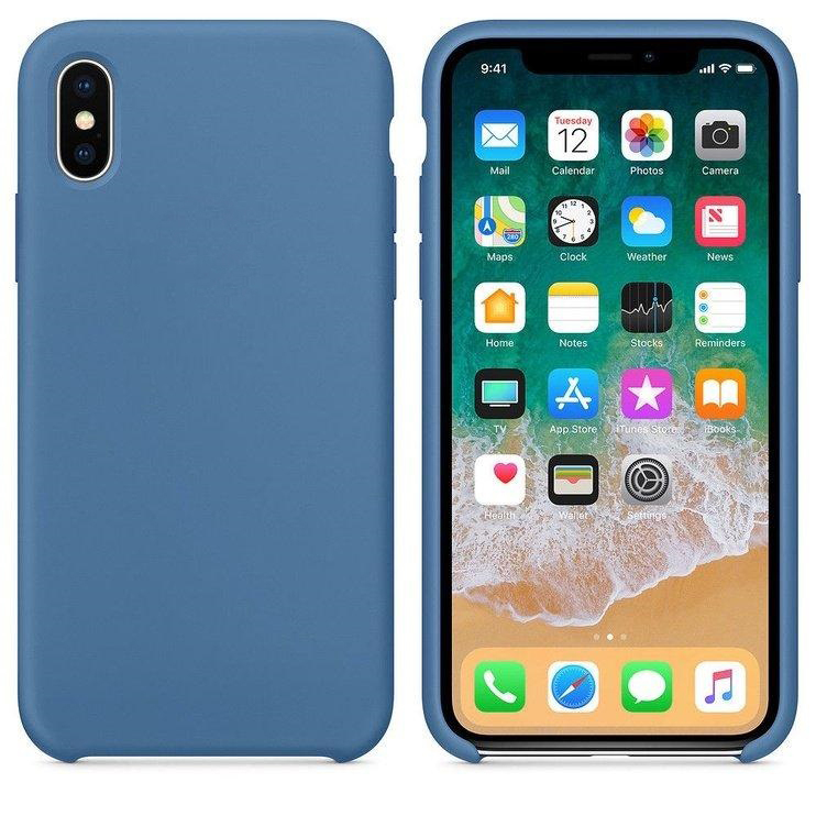 Чехол iPhone X Silicon Case  Denim Blue (c LOGO)