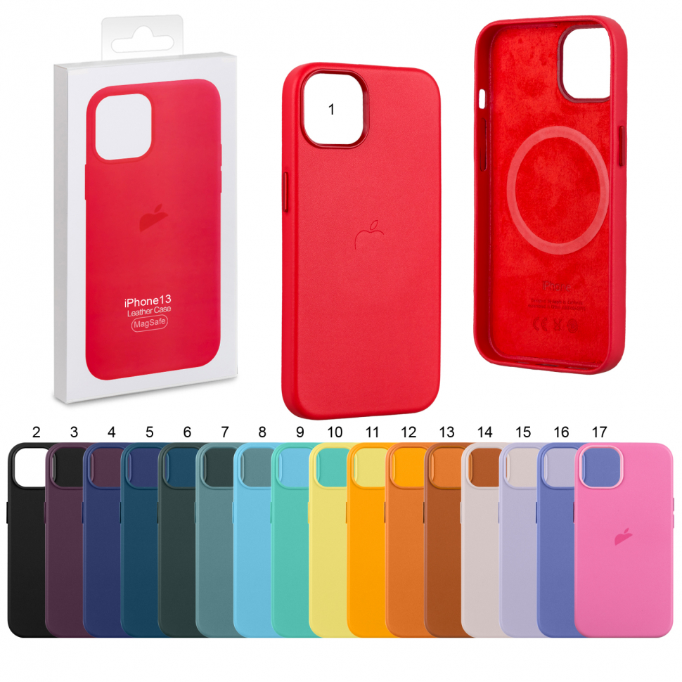 Чехол iPhone 13 Leather Case (MagSafe) с лого