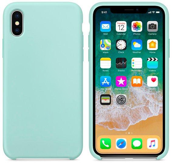 Чехол iPhone X Silicon Case  Marine Green (c LOGO)
