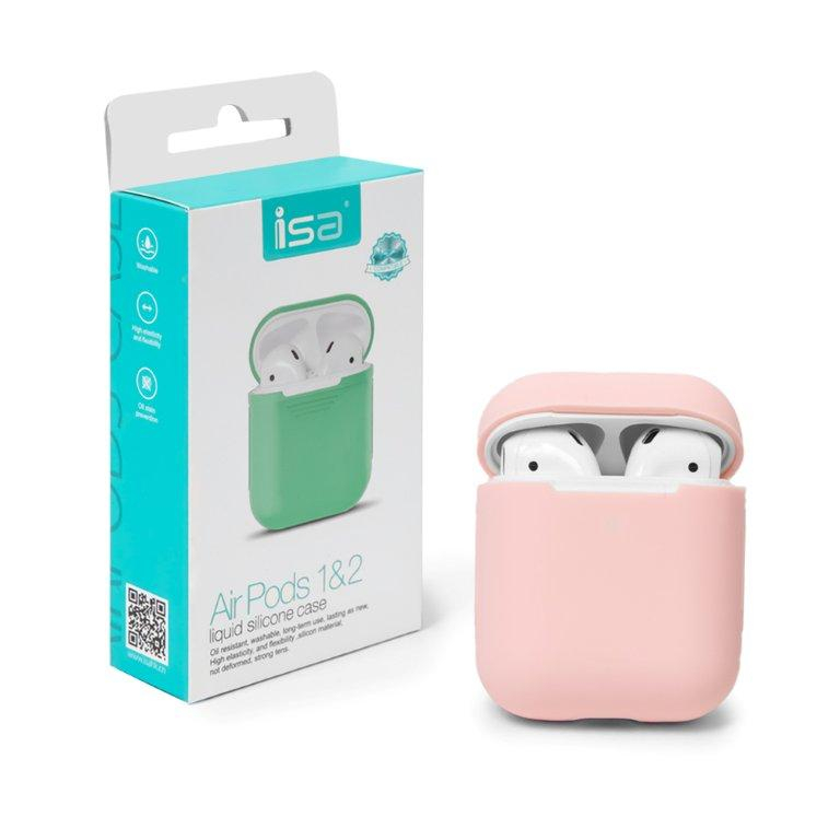 Чехол Airpods Silicon Case 1/2 ISA Pink