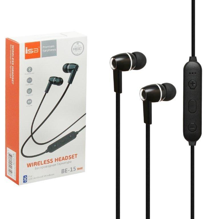 * Наушники Bluetoooth BE-15 ISA черные