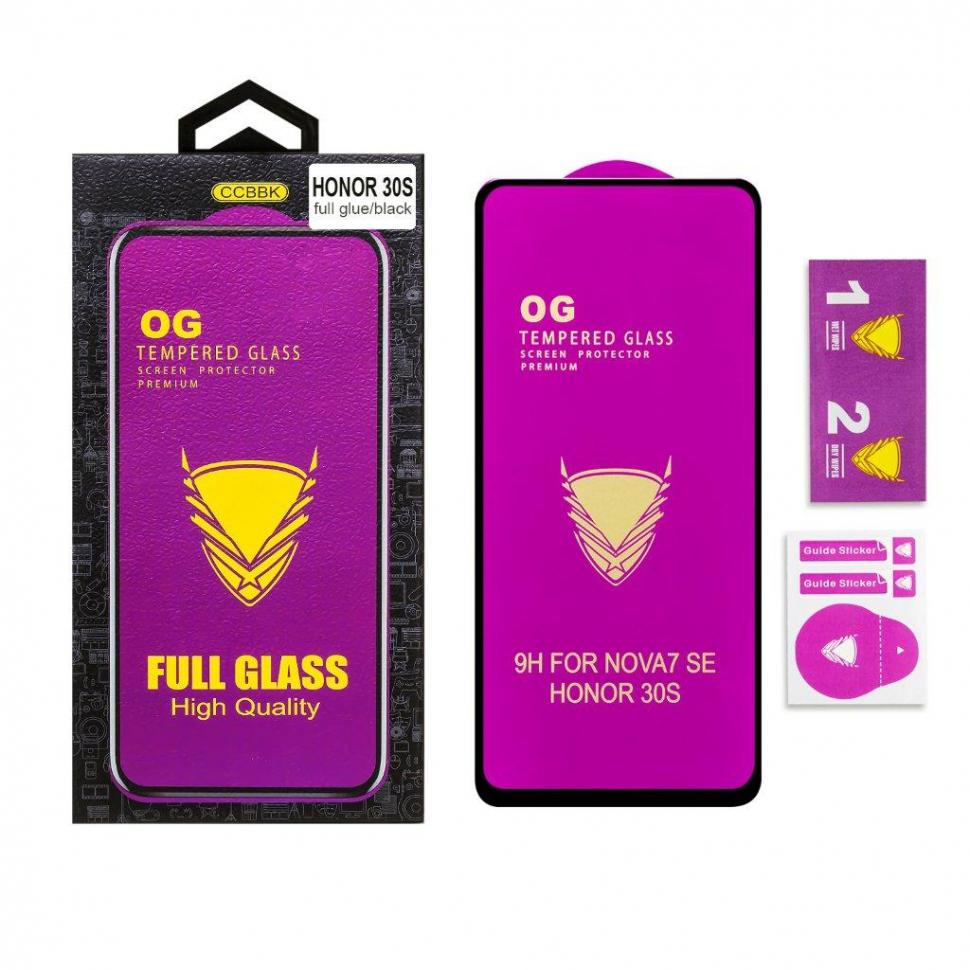 Защитное стекло Huawei Honor 30S OG 3D черные