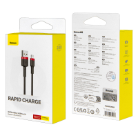 * Кабель USB Lightning 2m 1.5A Cafure Cable Baseus черный с красным CALKLF-C19