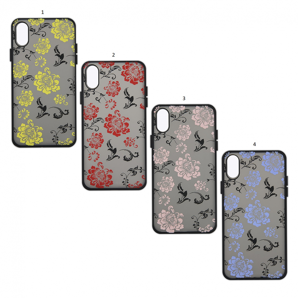 Чехол iPhone X Цветы PC+TPU