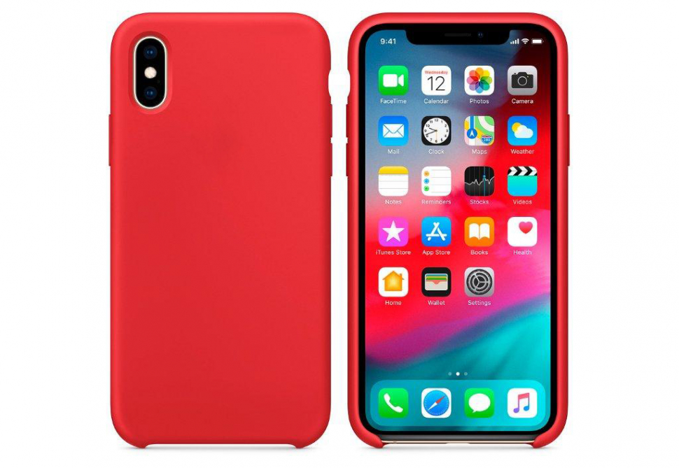 Чехол iPhone X Silicon Case  Red (PRODUCT) (c LOGO)