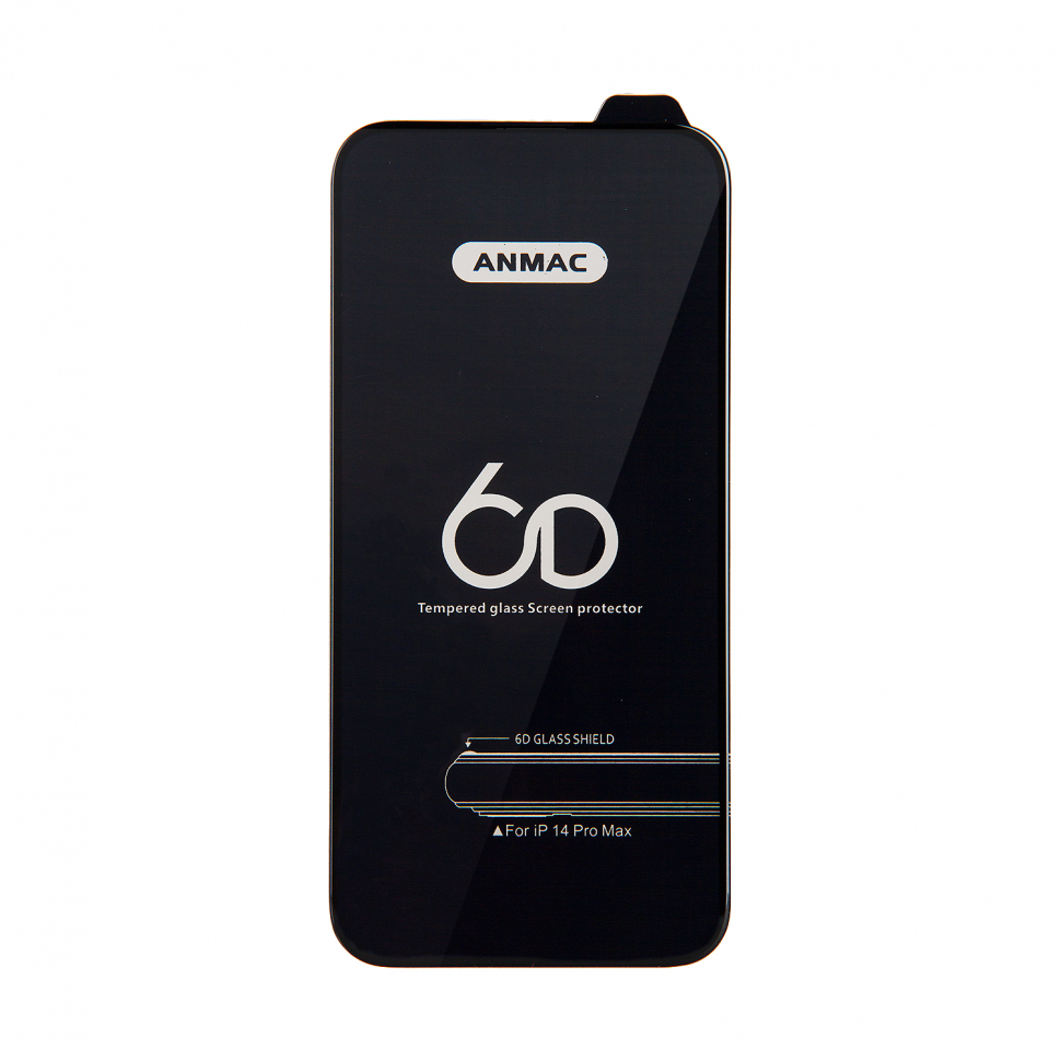 Защитное стекло iPhone 14 Pro Max Anmac 6D Black без упаковки Арт.1137313 (10 шт./уп.)