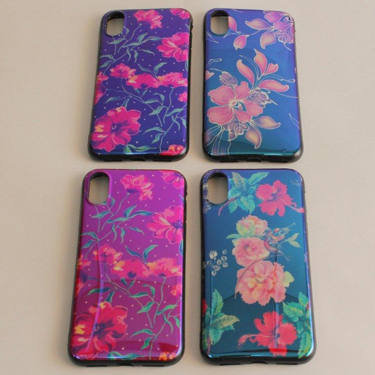 Чехол iPhone X Цветы с переливом
