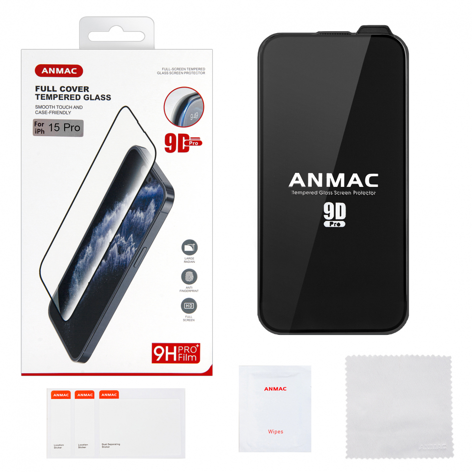 Защитное стекло iPhone 15 Pro 9D ANMAC Арт.1137460