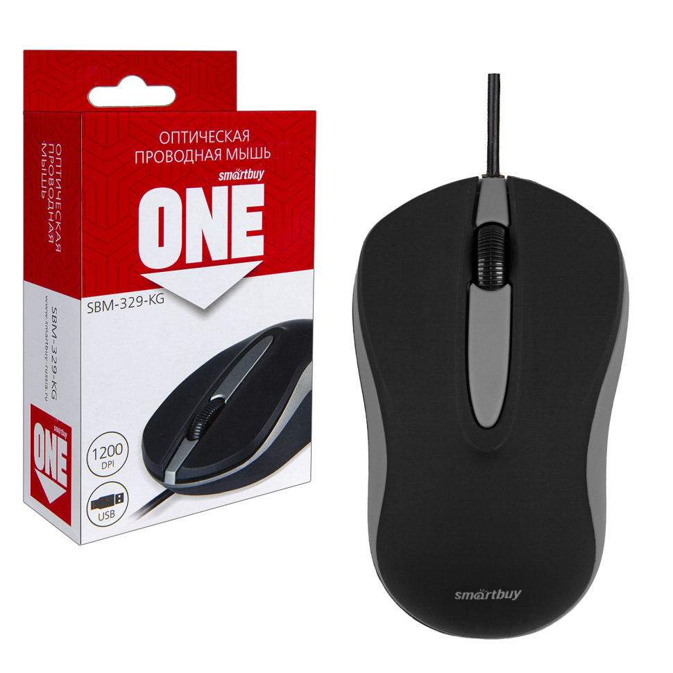 Мышь проводная Smartbuy ONE 329 черно-серая (SBM-329-KG) / 100