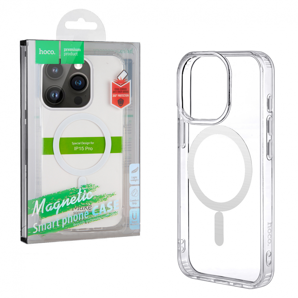 Чехол iPhone 15 Pro Hoco TPU прозрачный MagSafe