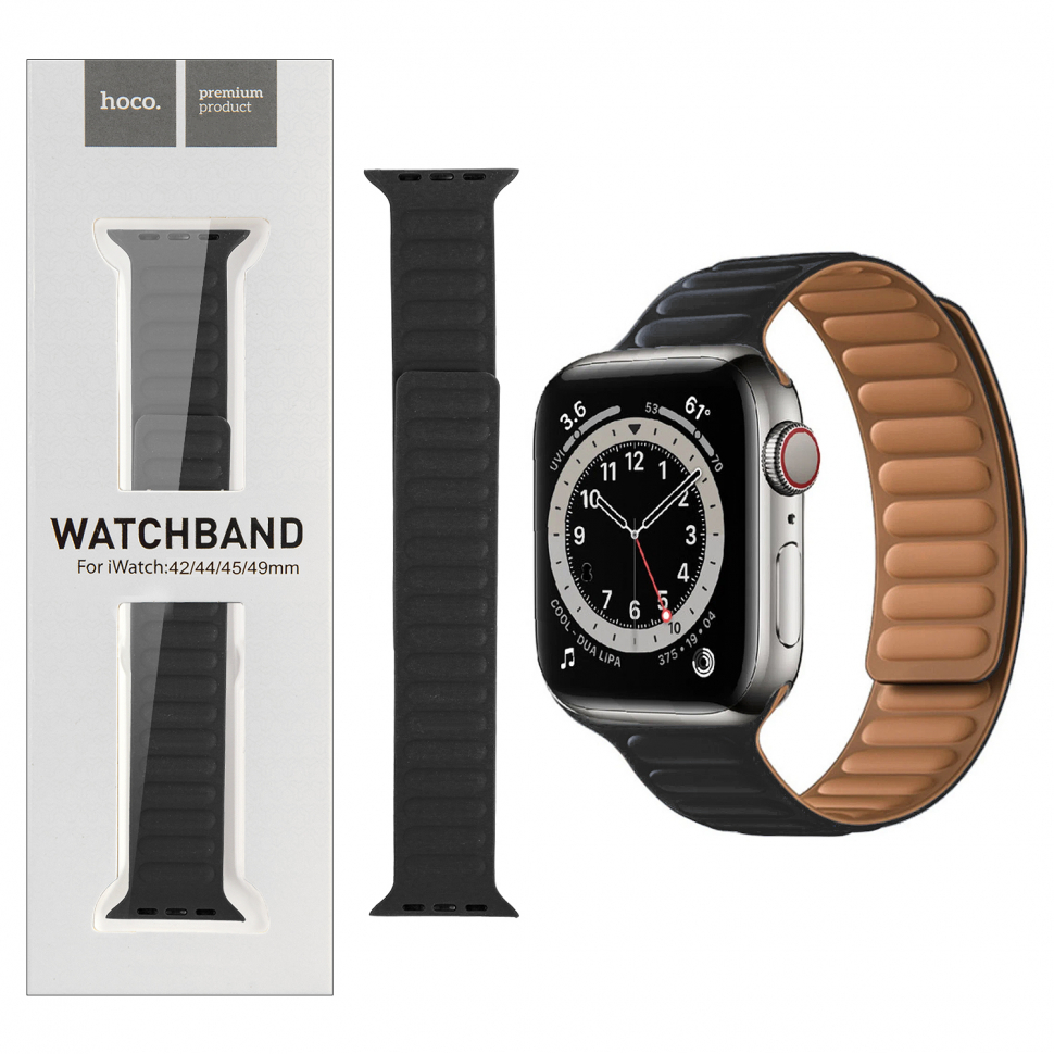 Ремешок для Apple watch 42/44/45mm Watchband WA21 Flexible series silicone black HOCO