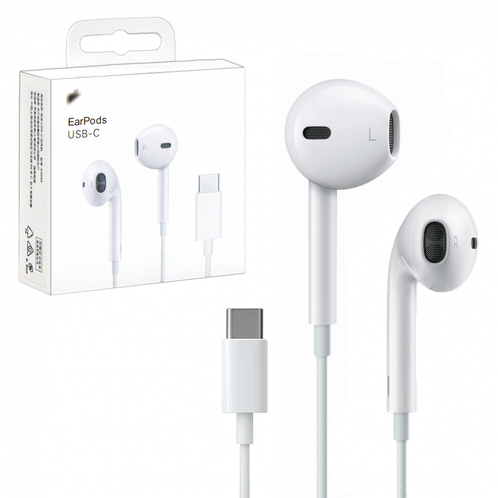 Гарнитура iPhone 15 EarPods USB-C (logo) (500шт/кор)