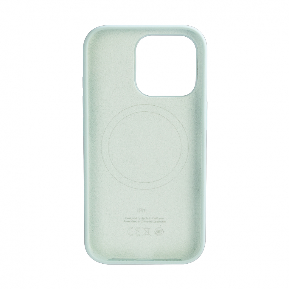 Чехол iPhone 16 Pro Silicon Case  Aquamarine (MagSafe + анимация NFC) c LOGO