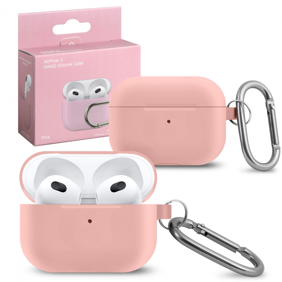 Чехол Airpods 3 Hang Silicon Case с карабином pink