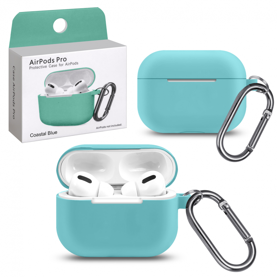 Чехол Airpods Pro Marina Blue с карабином #9