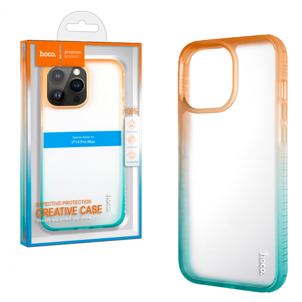 Чехол iPhone 14 Pro Max (6.7) Hoco Crystal Color Skin (Orange/Green)