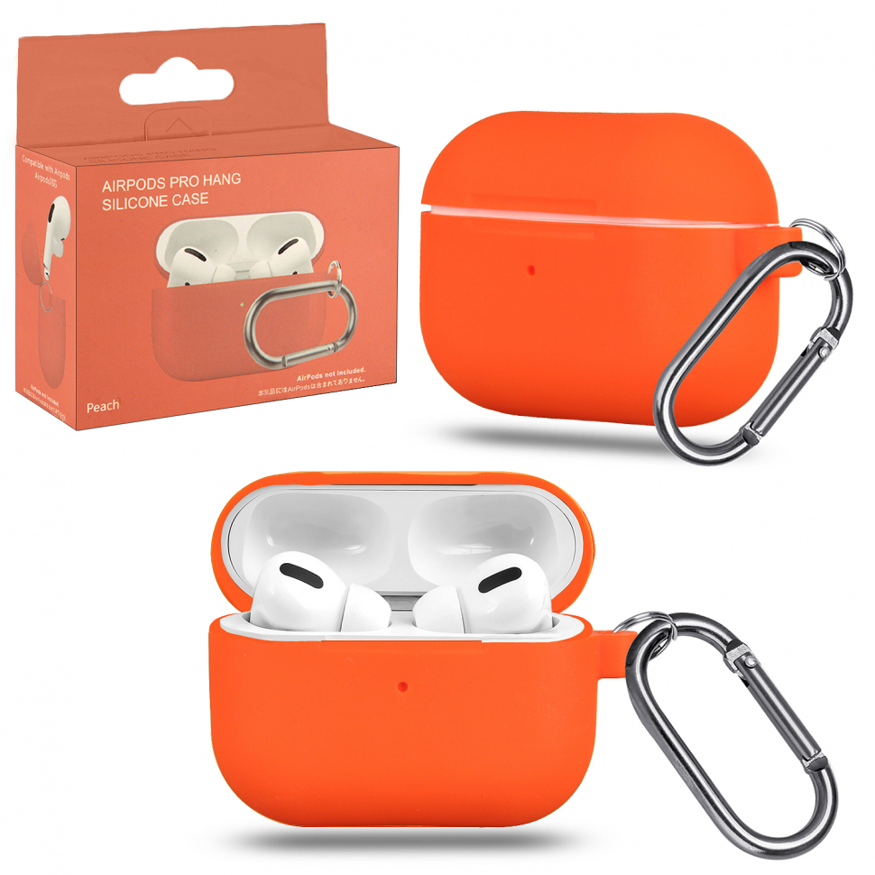 Чехол Airpods Pro Hang Silicon Сase с карабином Peach