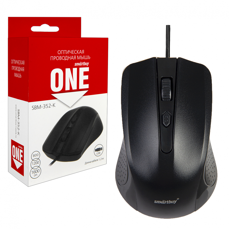 Мышь проводная Smartbuy ONE 352 черная (SBM-352-K) / 100