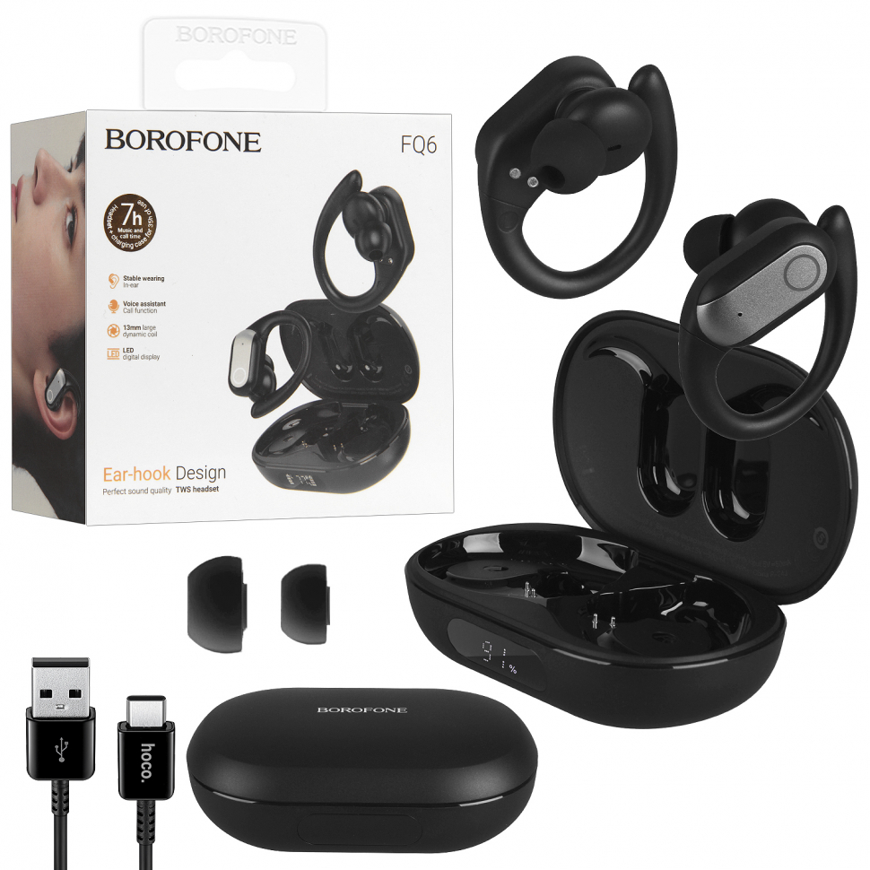 Наушники FQ6 Bluetooth Ear-hook Borofone черные