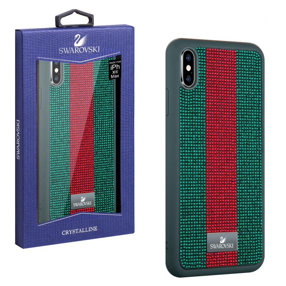 Чехол iPhone XS MAX Swarovski Porsche зеленый