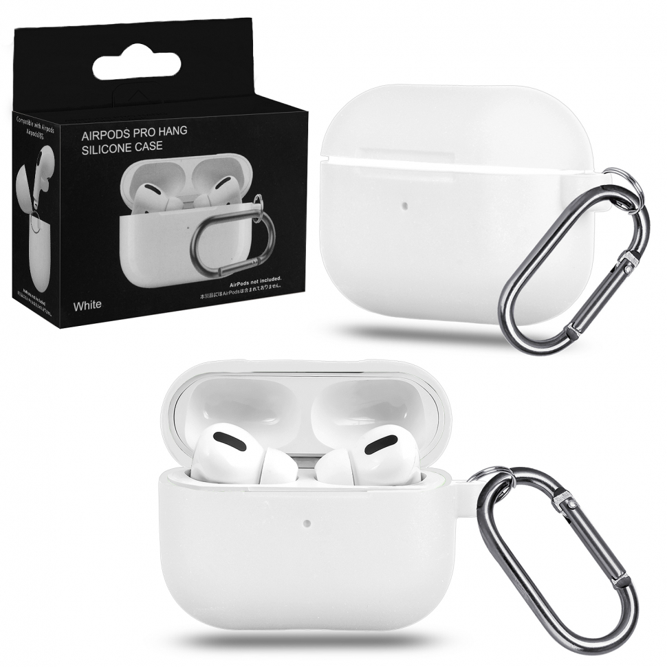 Чехол Airpods Pro Hang Silicon Сase с карабином White