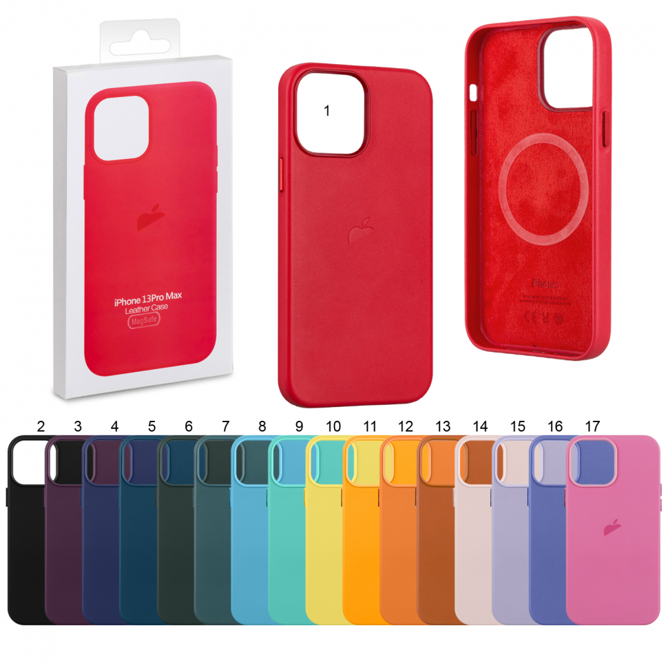 Чехол iPhone 13 Pro Max Leather Case (MagSafe) с лого