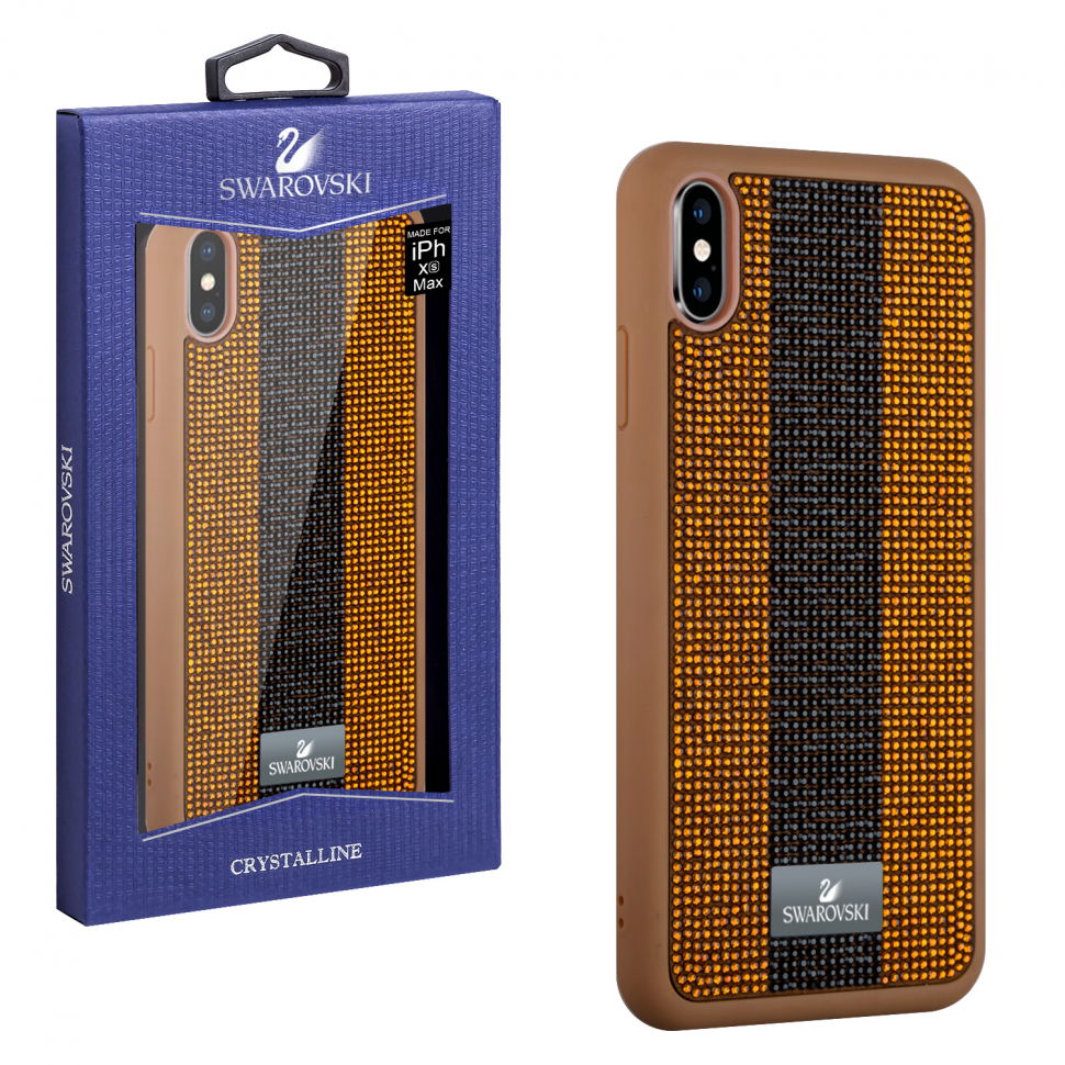 Чехол iPhone XS MAX Swarovski Porsche коричневый