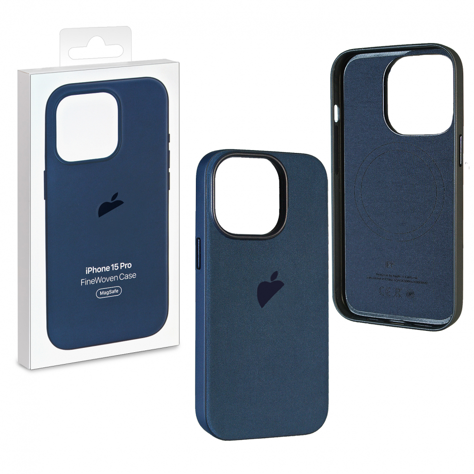 Чехол iPhone 15 Pro Fine Woven Case  Pacific Blue (MagSafe + анимация NFC Clear) c LOGO