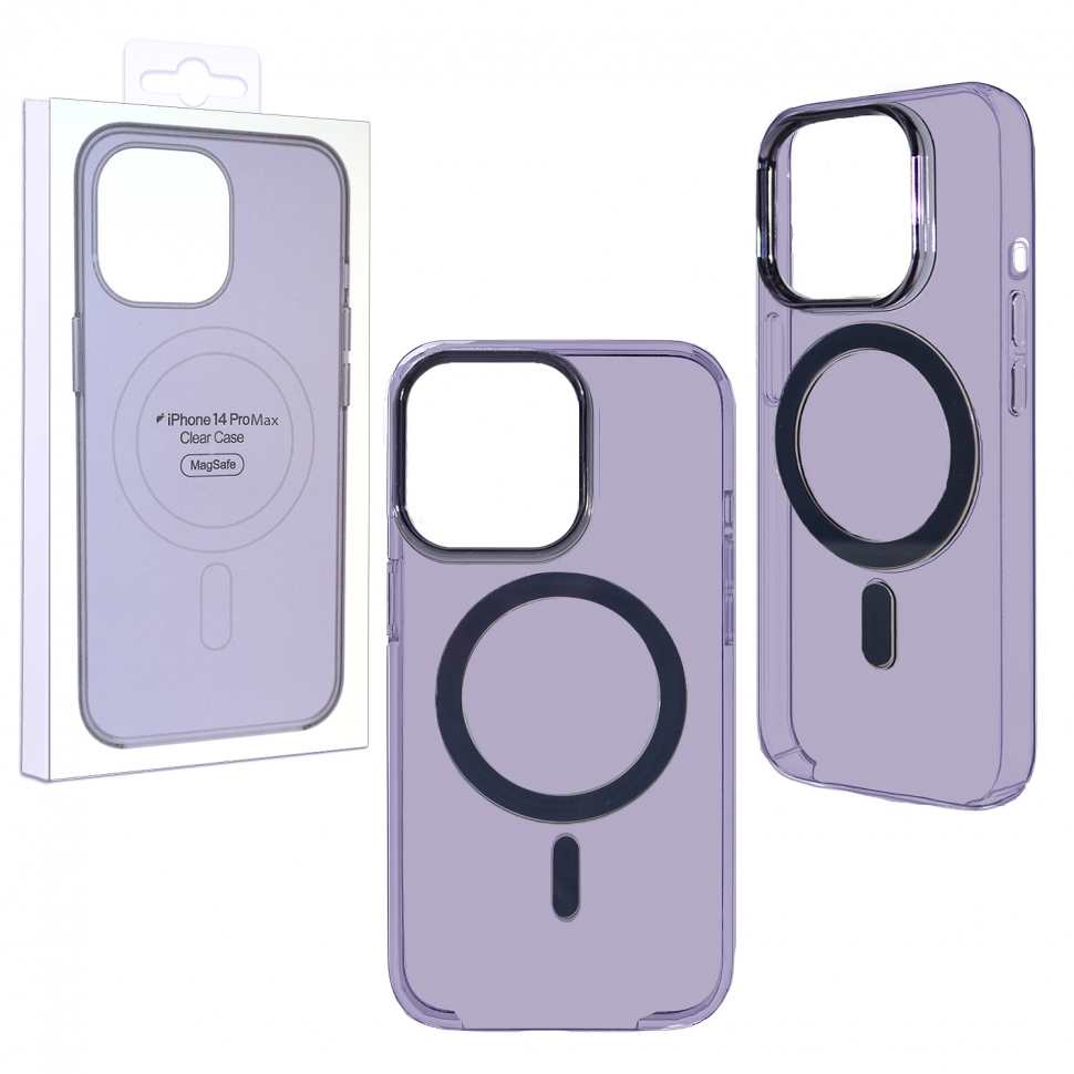 Чехол 14 Pro Max Clear Case Purple (MagSafe + анимация NFC Clear ) ORG