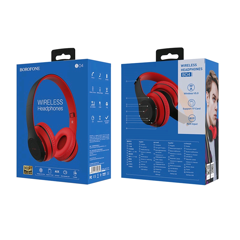 Наушники BO4 Bluetooth Borofone красные