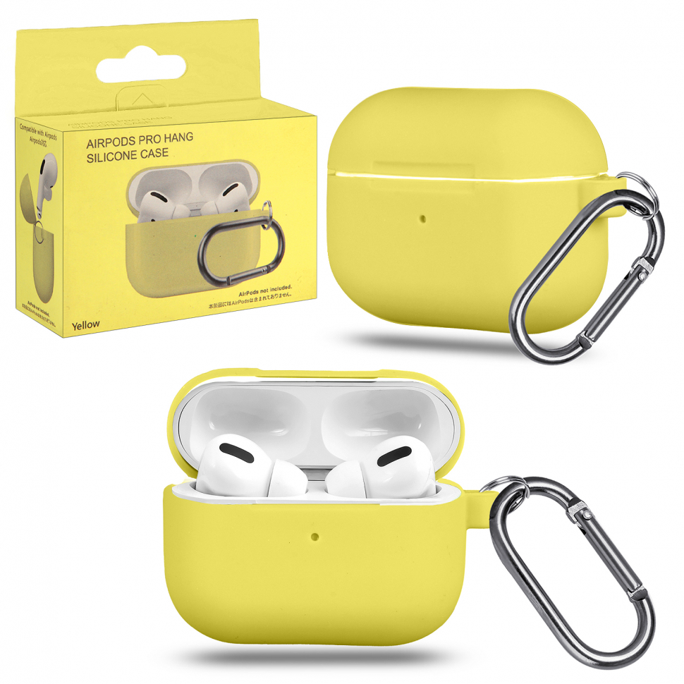 Чехол Airpods Pro Hang Silicon Сase с карабином Yellow