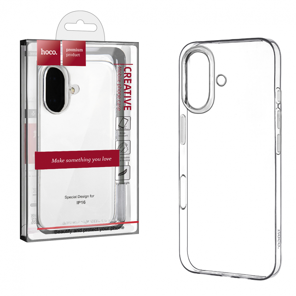 Чехол iPhone 16 Hoco TPU прозрачный