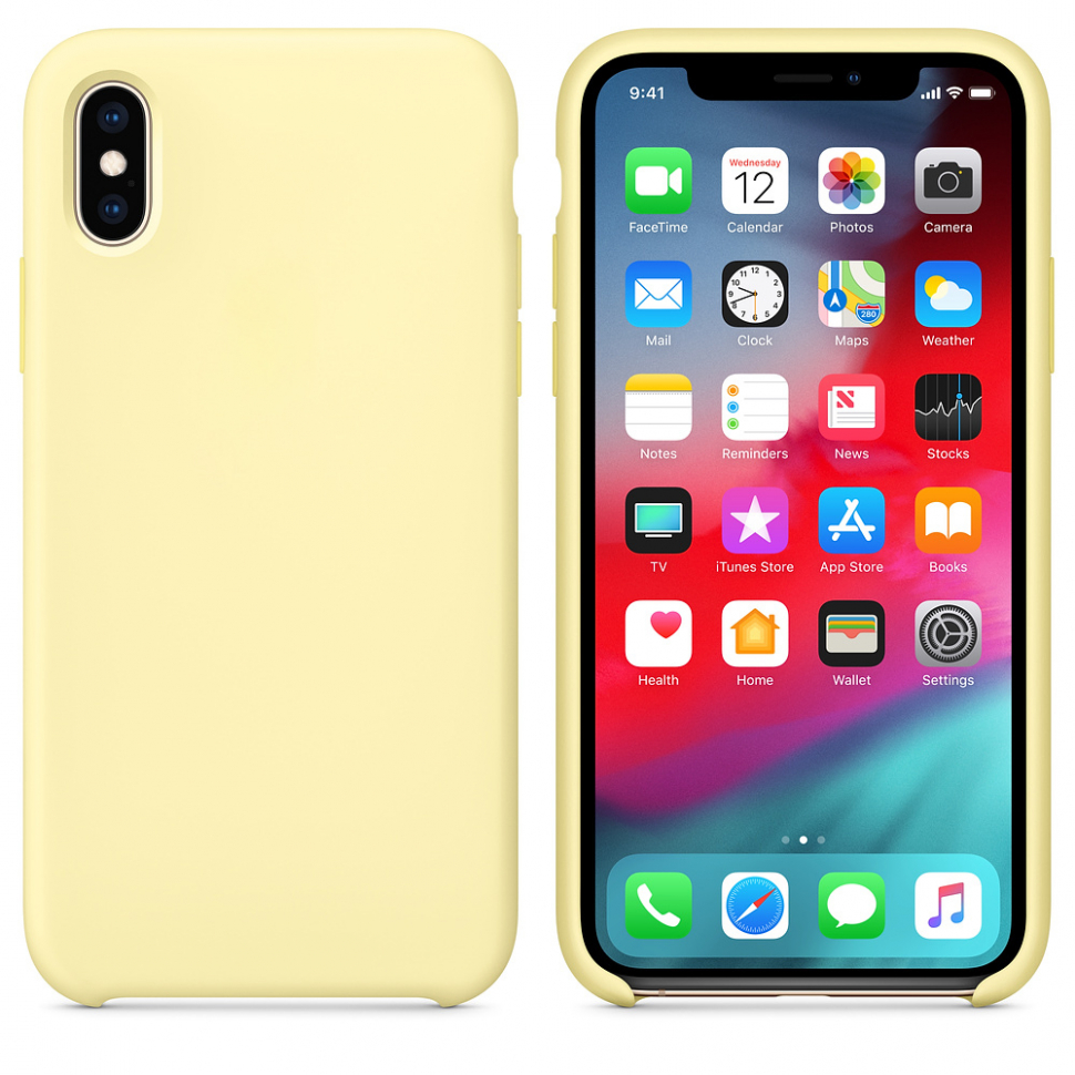 Чехол iPhone XS Silicon Case  Mellow Yellow (c LOGO)