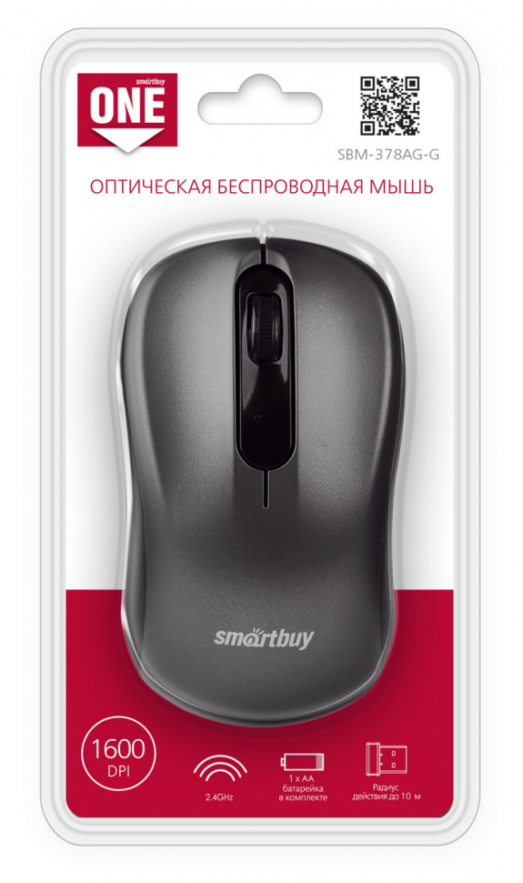Мышь беспроводная Smartbuy ONE 378 серая (SBM-378AG-G) / 40