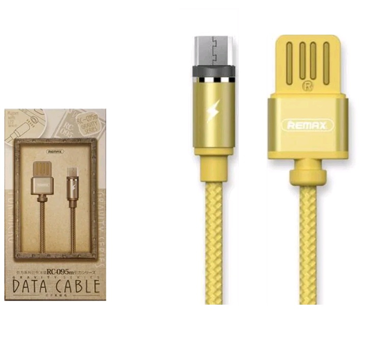 Кабель USB Micro USB 1m RC-095m магнитный Remax золото
