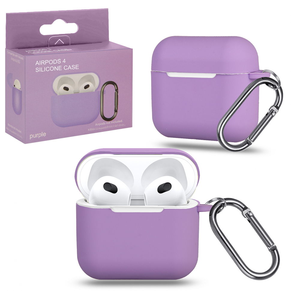 Чехол Airpods 4 с карабином №7 purple