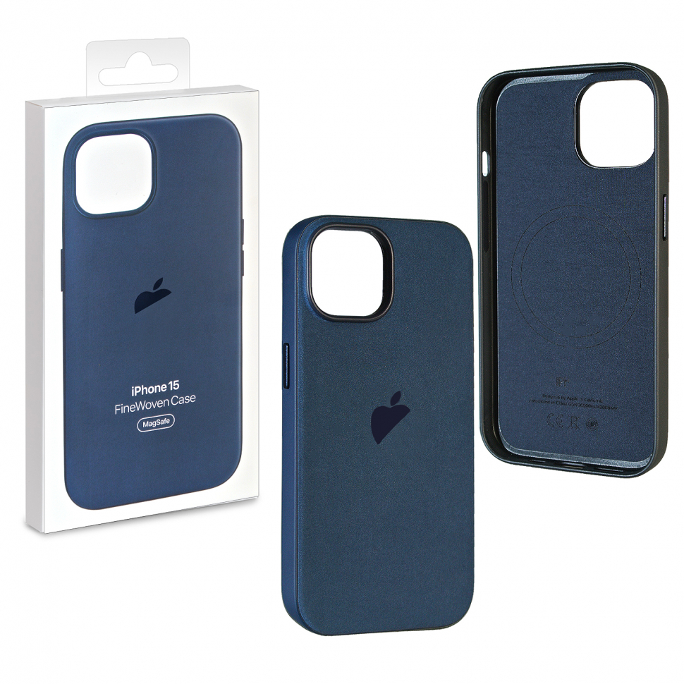 Чехол iPhone 15 Fine Woven Case  Pacific Blue (MagSafe + анимация NFC Clear) c LOGO