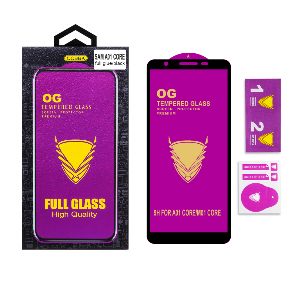 Защитное стекло Samsung A01 Core/M01 Core OG 3D черные