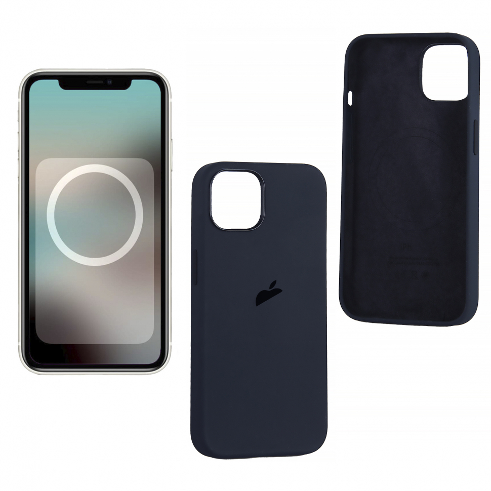 Чехол iPhone 13 Silicon Case  Midnight (MagSafe + анимация NFC) с LOGO