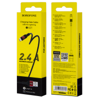* Кабель BX21 USB Lightning 1M Borofone черный с красным