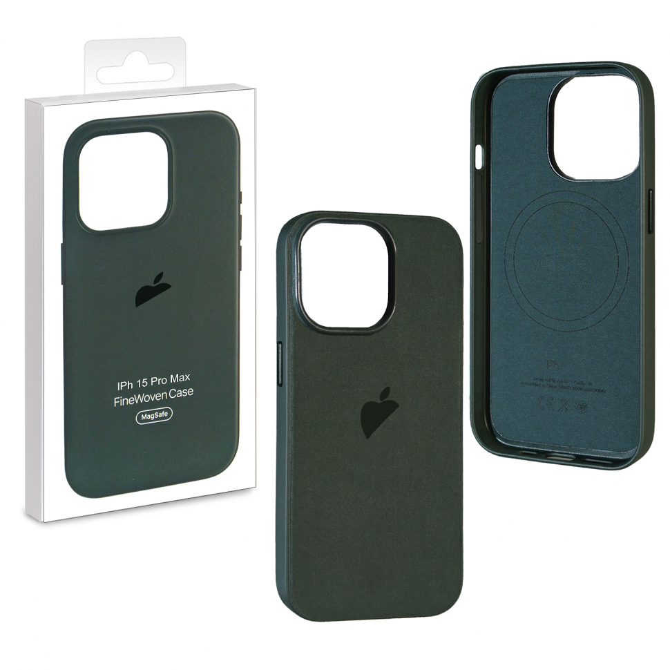 Чехол iPhone 15 Pro Max Fine Woven Case  Evergreen (MagSafe + анимация NFC Clear) c LOGO