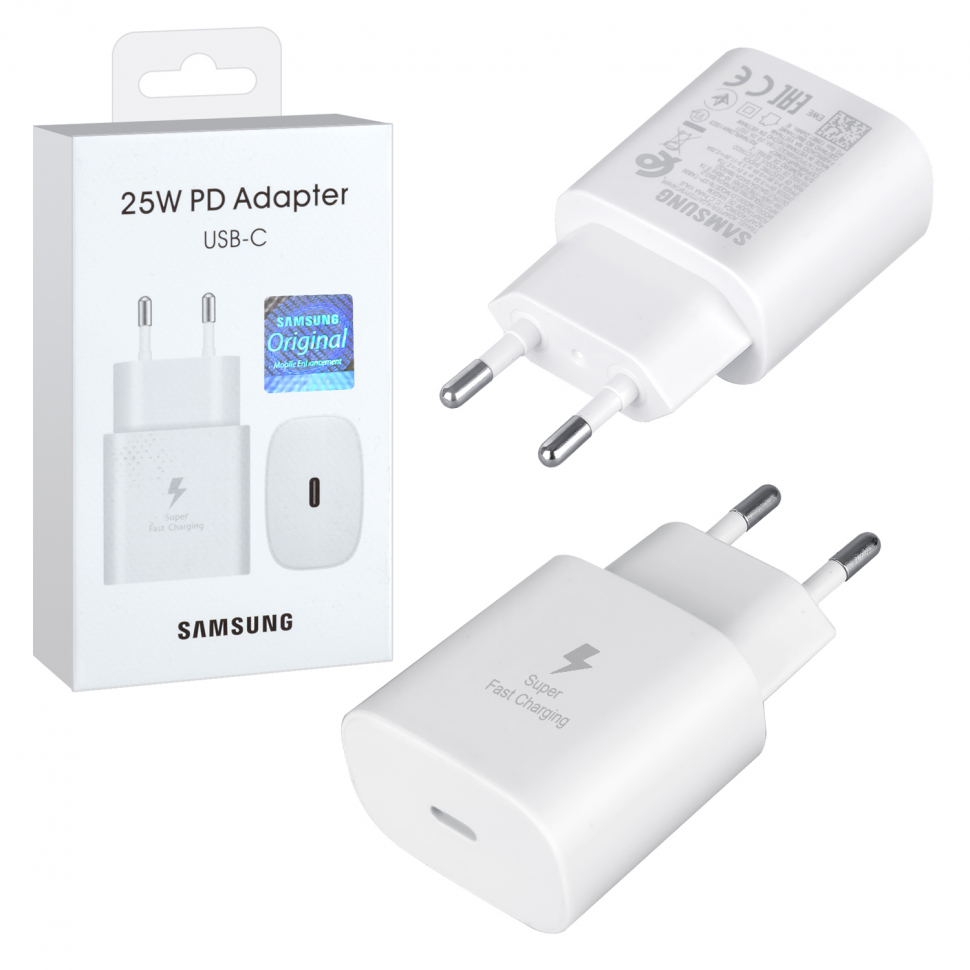Переходник СЗУ на Type-C 25W (18W) PD Samsung белое (240шт/кор)
