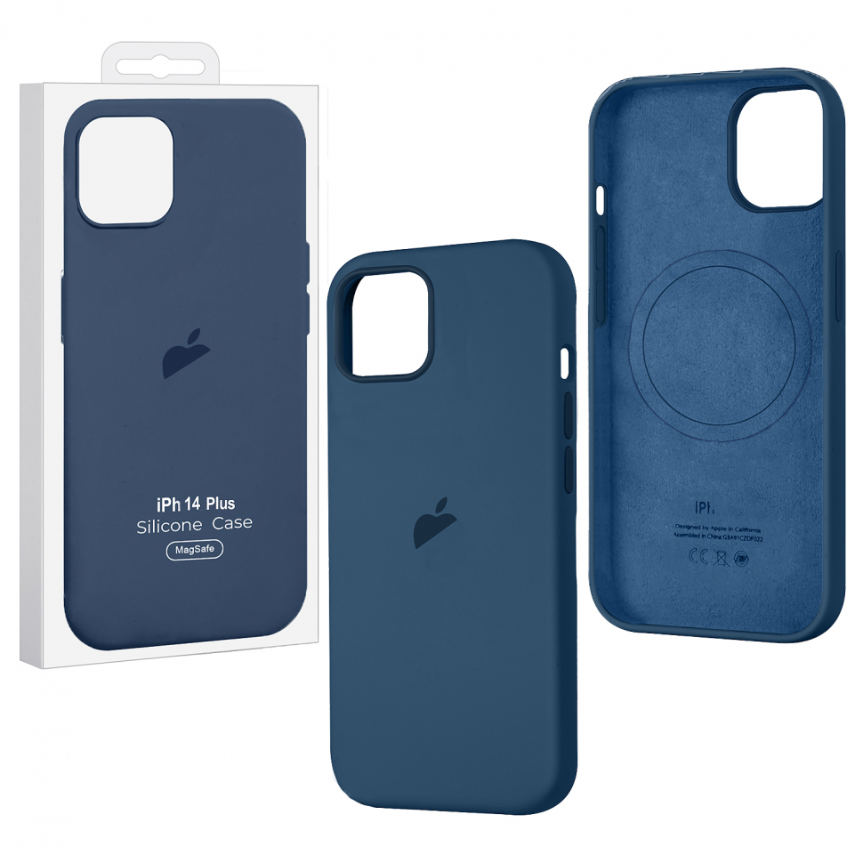 Чехол iPhone 14 Plus Silicon Case  Stromblue (MagSafe + анимация NFC Clear) c LOGO