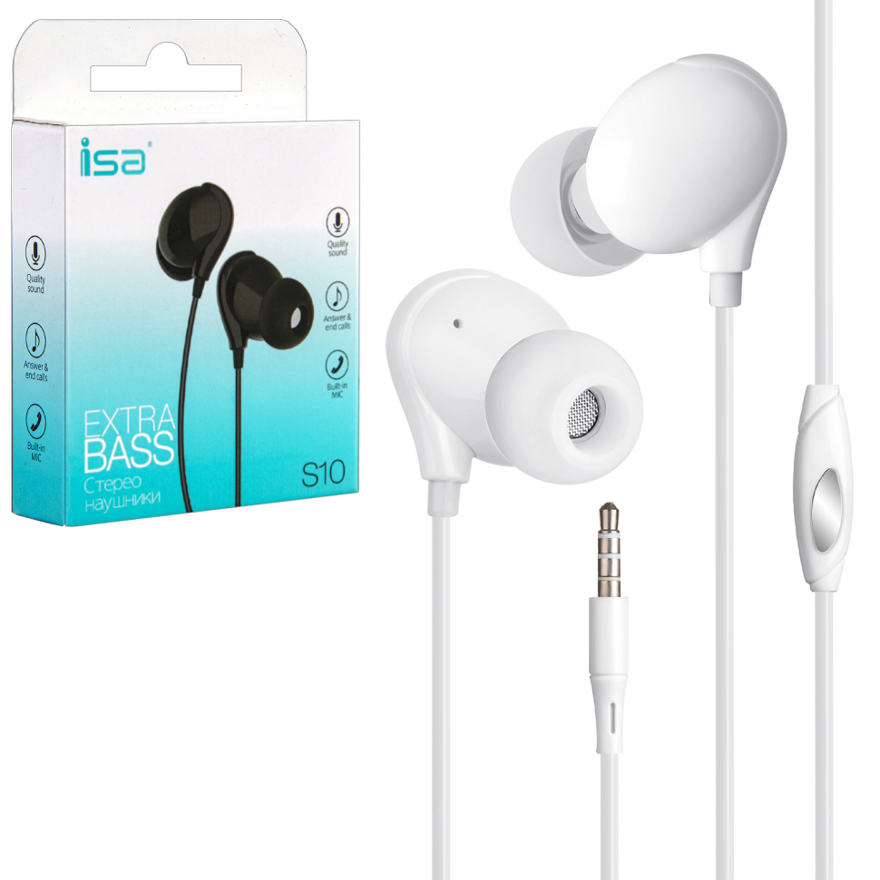Наушники ISA S10 с микрофоном белые